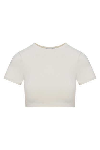 Second Skin Double Lined Super Cropped Tee - Bone