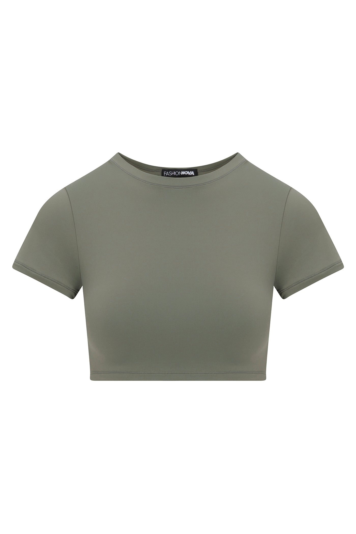 Second Skin Double Lined Super Cropped Tee - Military Green