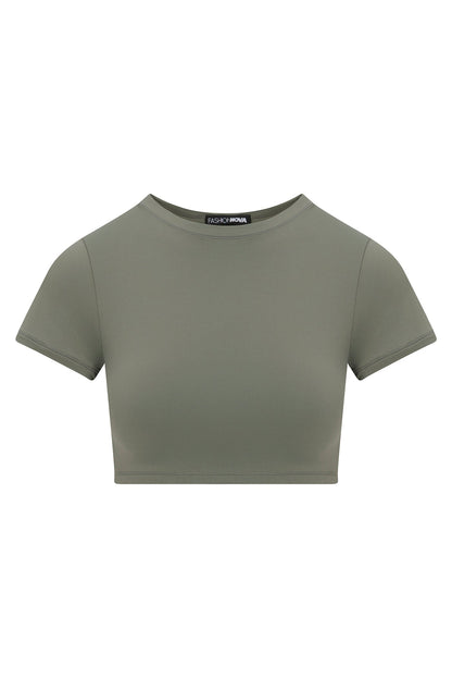 Second Skin Double Lined Super Cropped Tee - Military Green