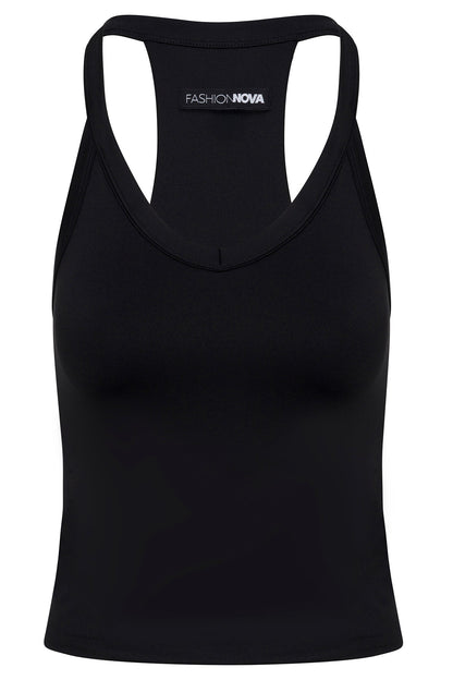 Contour Double Lined V Neck Tank Top - Black