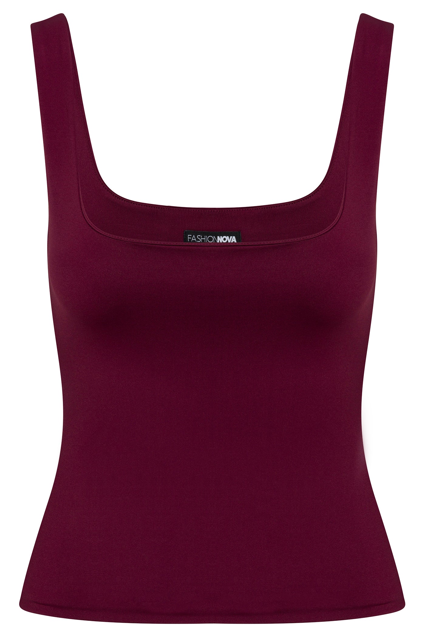 Contour Double Lined Square Neck Tank Top - Wine