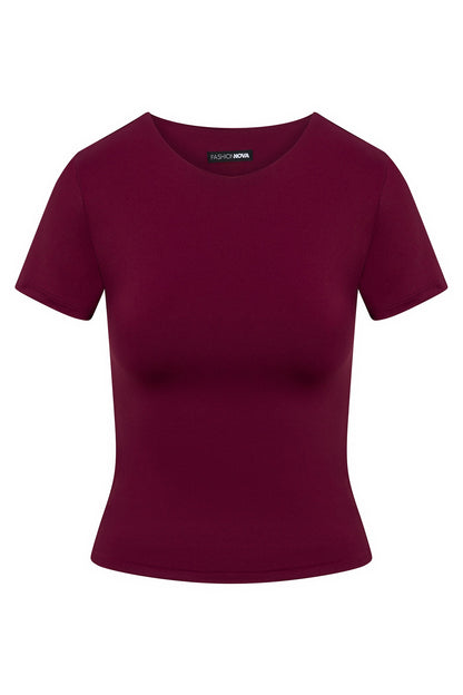 Contour Double Lined Short Sleeve Baby Tee - Wine