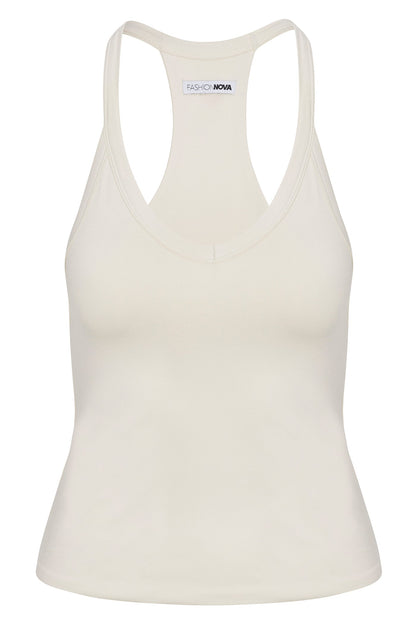 Contour Double Lined V-Neck Tank Top - Bone