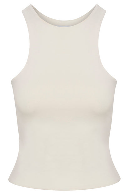 Contour Double Lined High Neck Tank Top - Bone