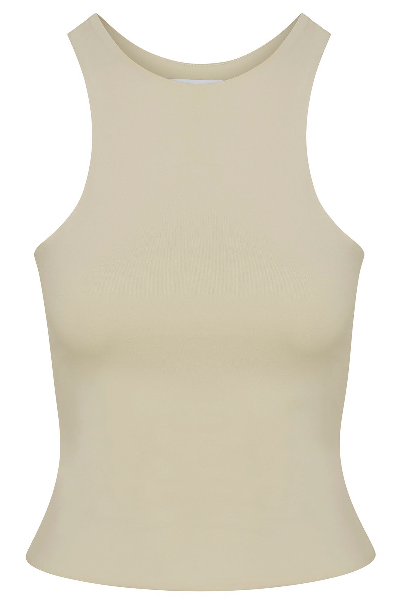Contour Double Lined High Neck Tank Top - Stone