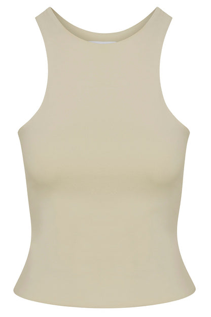 Contour Double Lined High Neck Tank Top - Stone