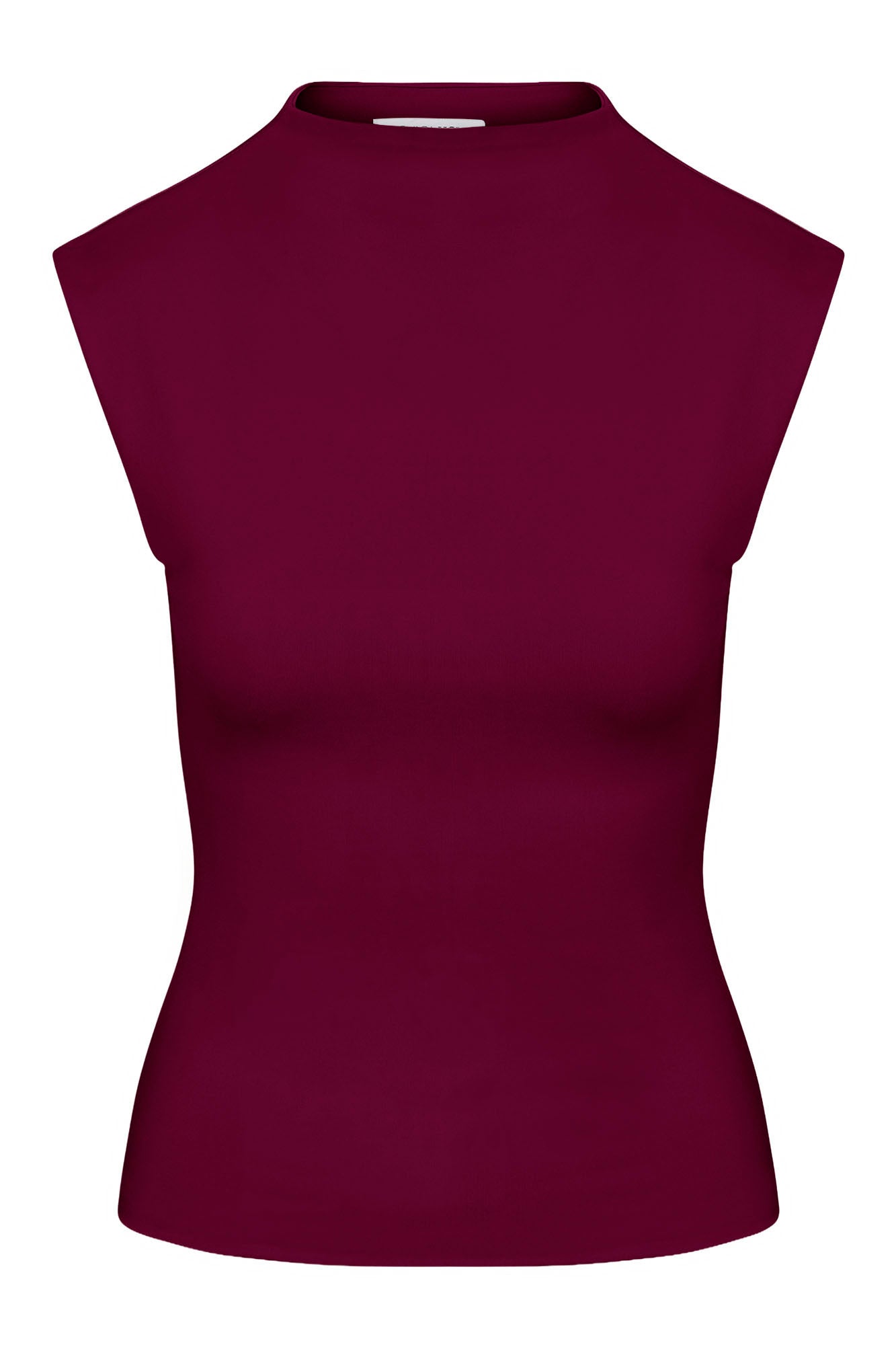 Contour Double Lined Mock Neck Top - Wine