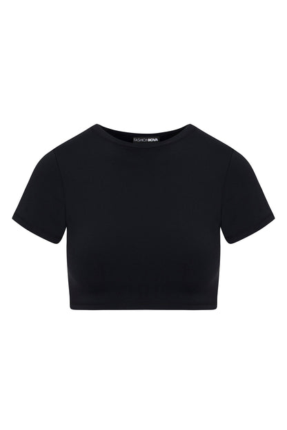 Second Skin Double Lined Super Cropped Tee - Black