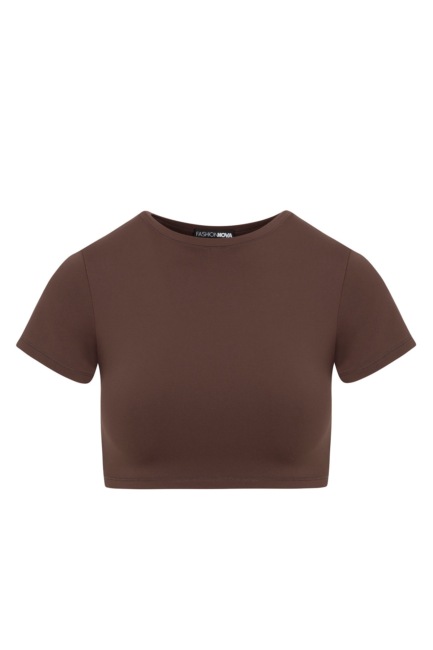 Second Skin Double Lined Super Cropped Tee - Chocolate