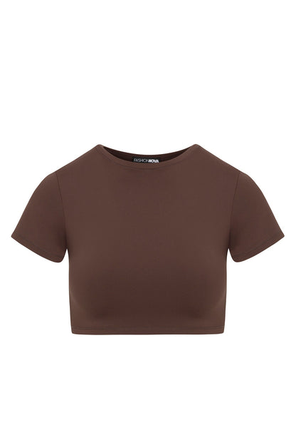 Second Skin Double Lined Super Cropped Tee - Chocolate