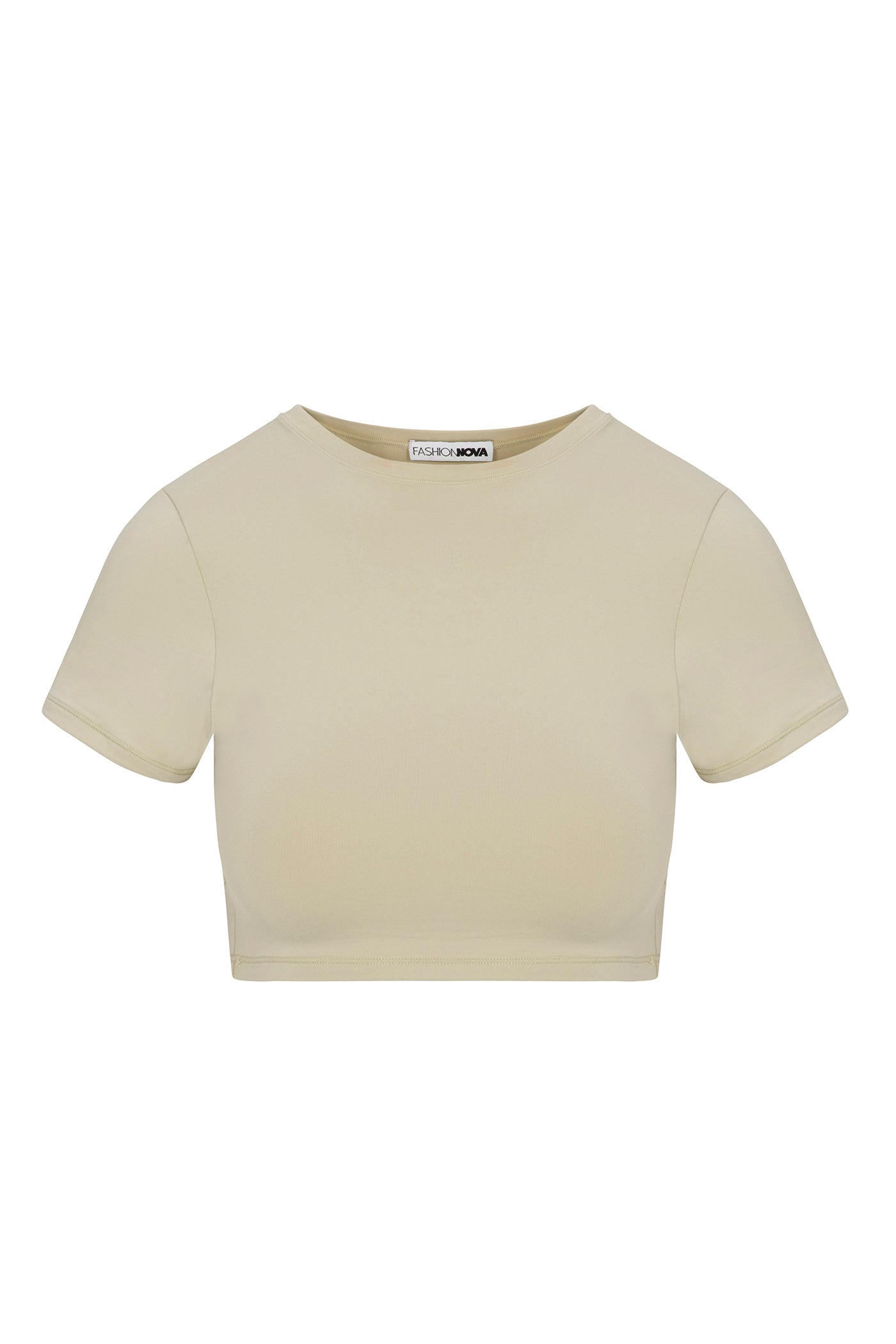 Second Skin Double Lined Super Cropped Tee - Stone