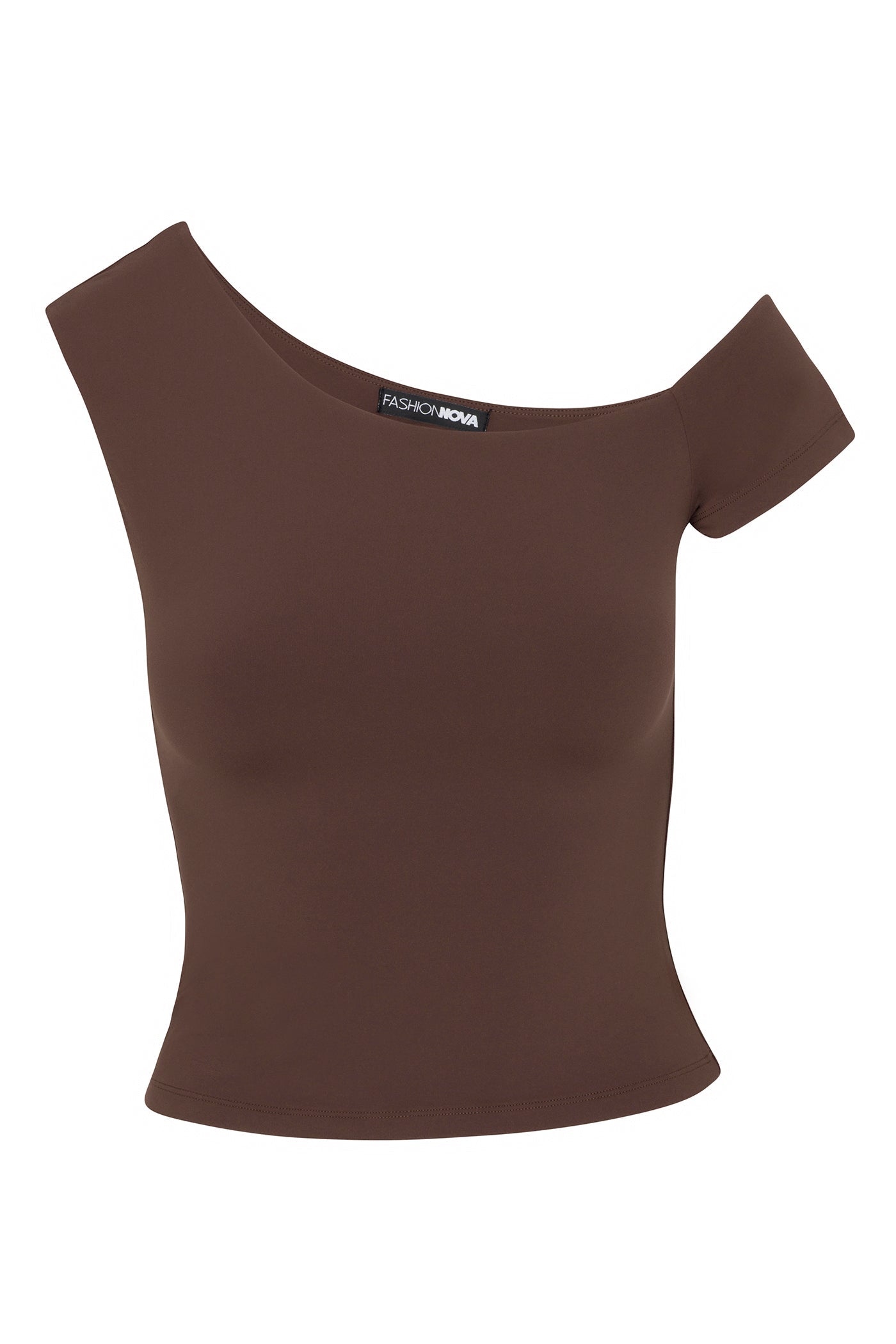 Second Skin Double Lined Off Shoulder Top - Chocolate