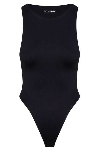 Contour Double Lined Scoop Neck Bodysuit - Black