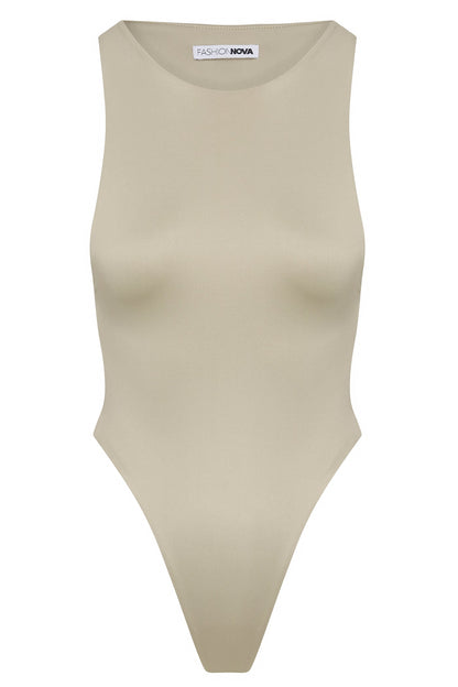 Contour Double Lined Scoop Neck Bodysuit - Stone