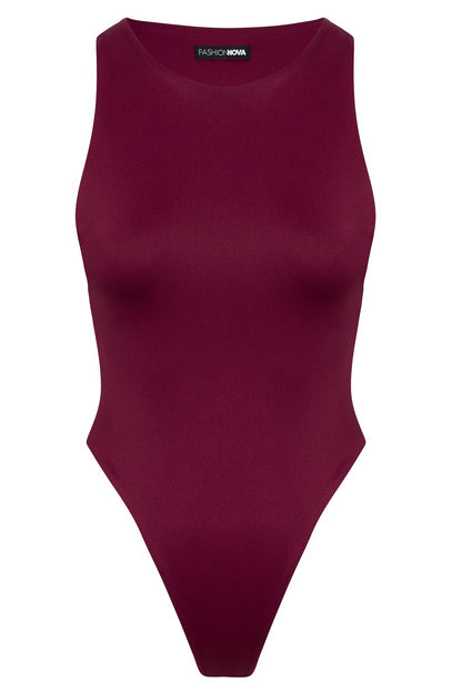 Contour Double Lined Scoop Neck Bodysuit - Wine