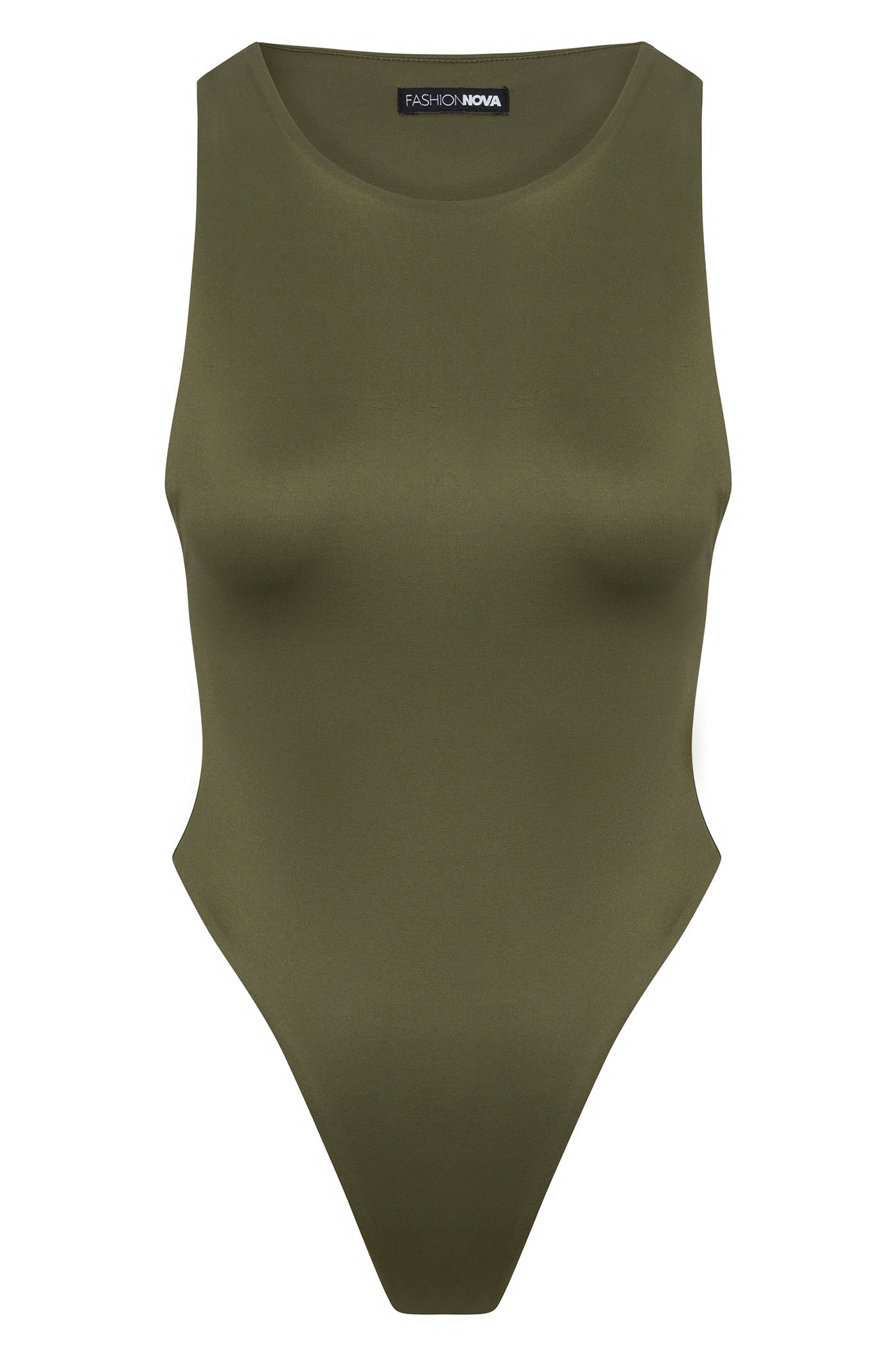 Contour Double Lined Scoop Neck Bodysuit - Military Green