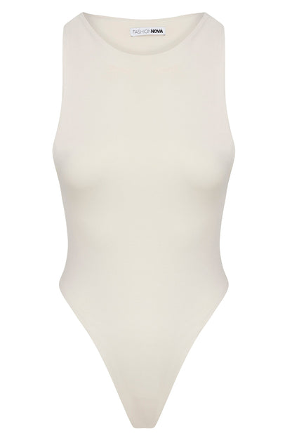 Contour Double Lined Scoop Neck Bodysuit - Bone