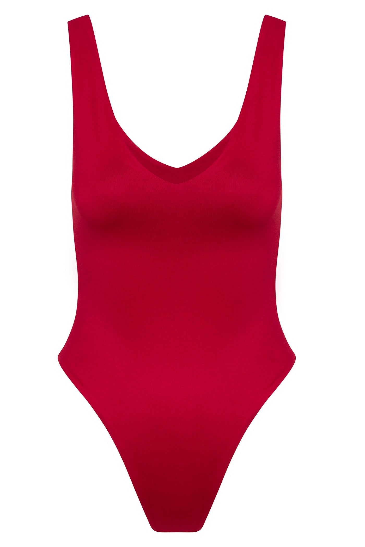 Contour Double Lined V-Neck Bodysuit - Red
