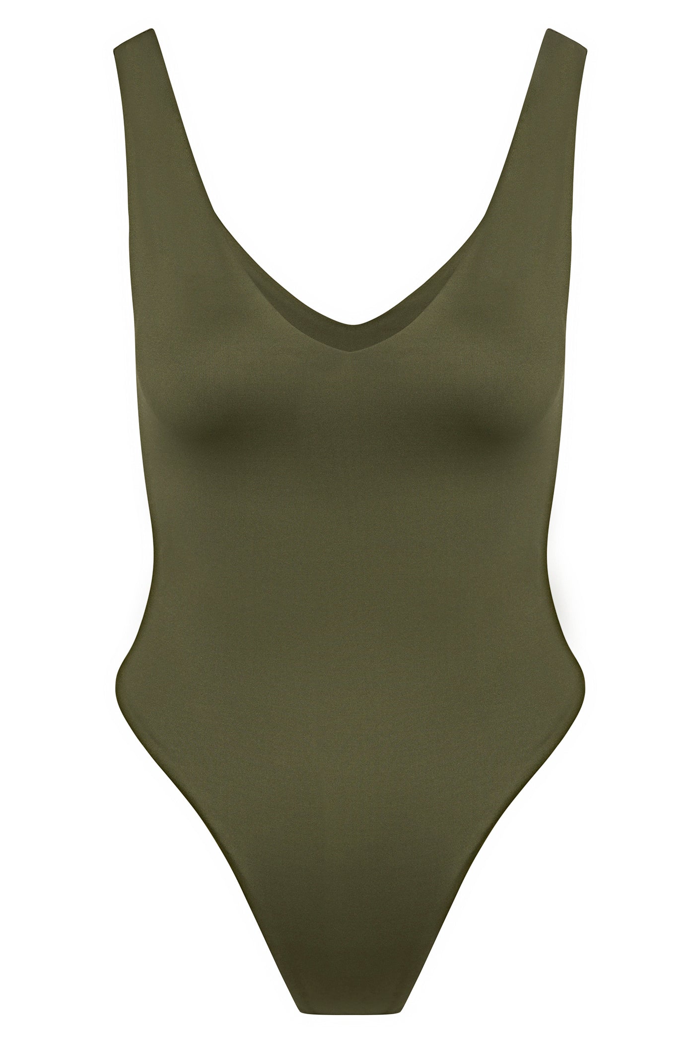 Contour Double Lined V-Neck Bodysuit - Military Green