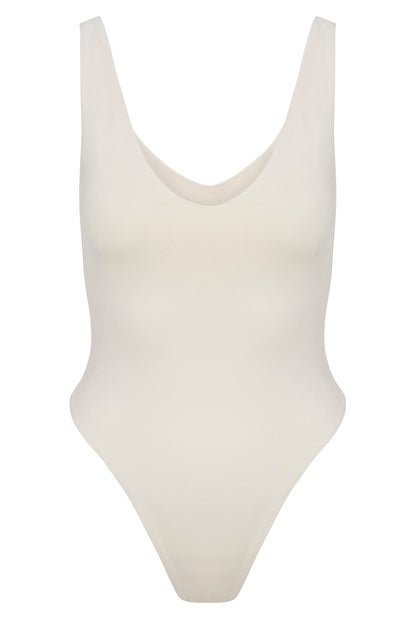 Contour Double Lined V-Neck Bodysuit - Bone