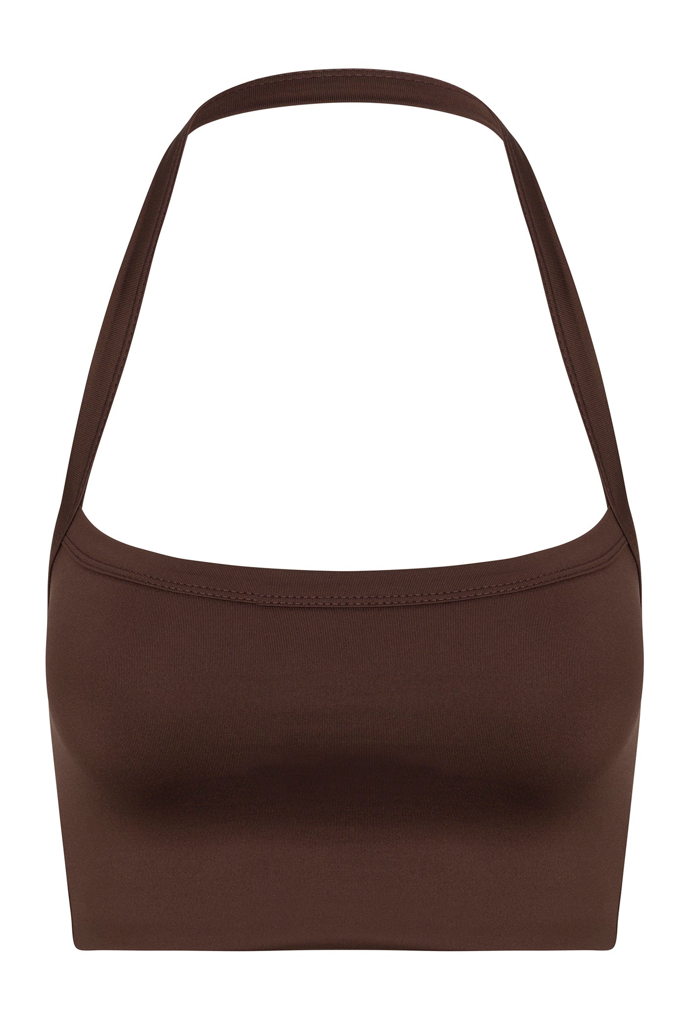 Contour Double Lined Cropped Halter Top - Chocolate