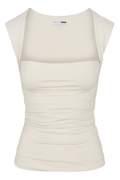 Contour Double Lined Straight Neck Tank Top - Bone