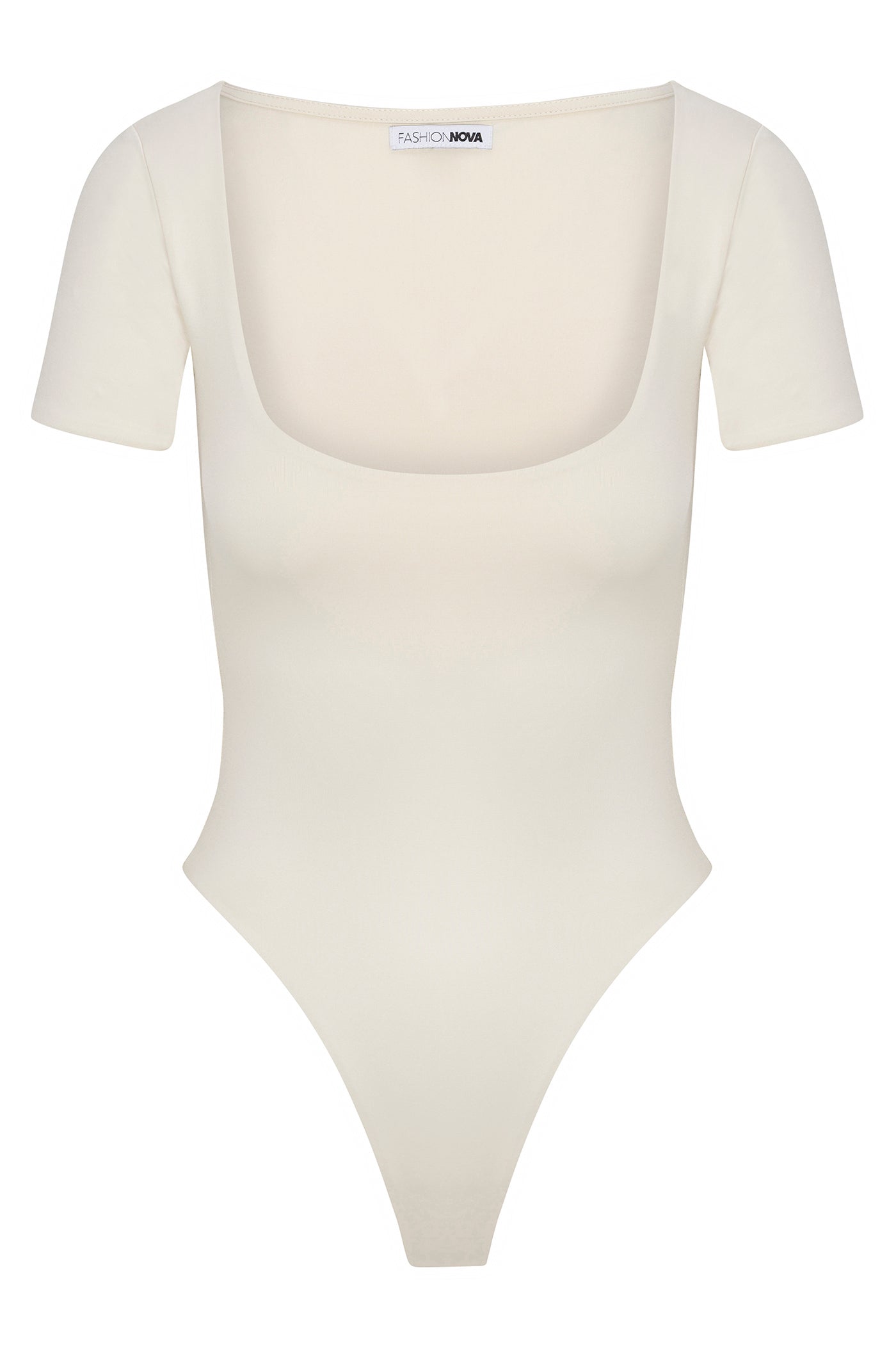 Contour Double Lined Short Sleeve Scoop Neck Bodysuit - Bone