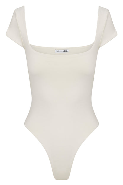 Contour Double Lined Square Neck Bodysuit - Bone