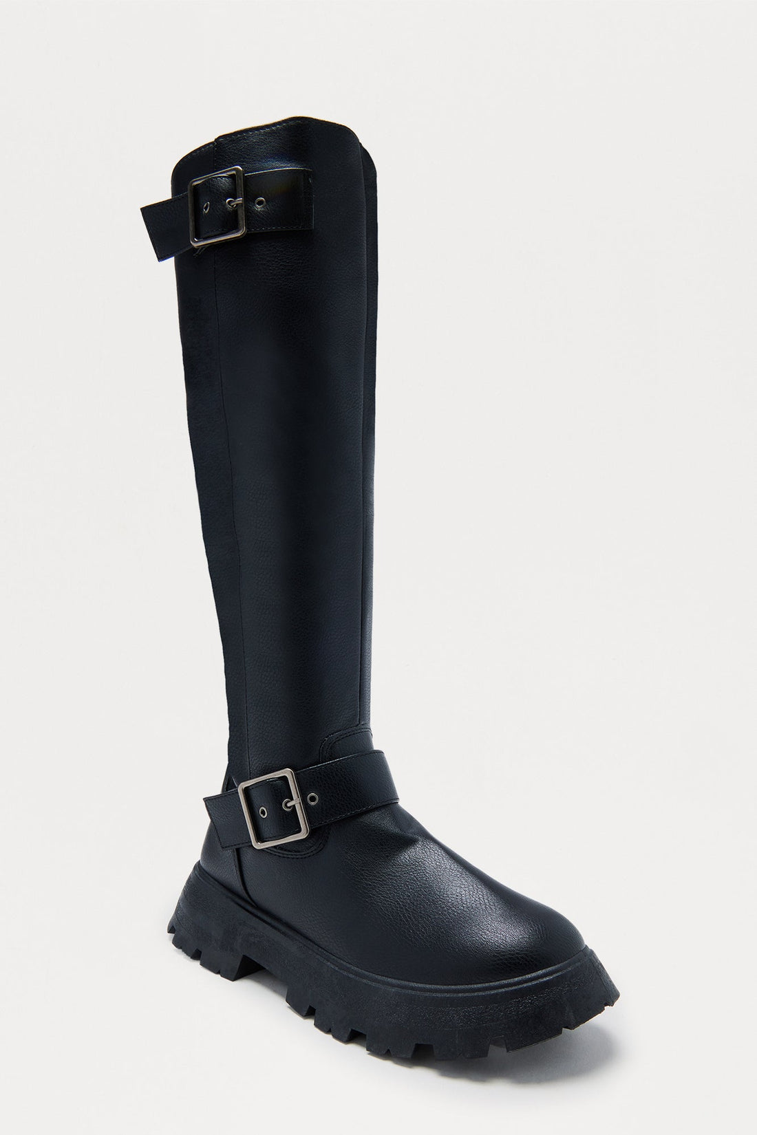 Kyoto Buckle Knee High Boots - Black