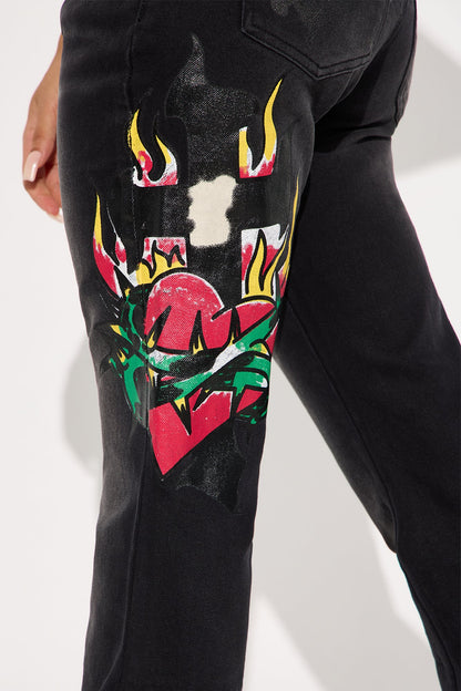 Ed Hardy Sacred Heart Bootcut Jeans - Grey