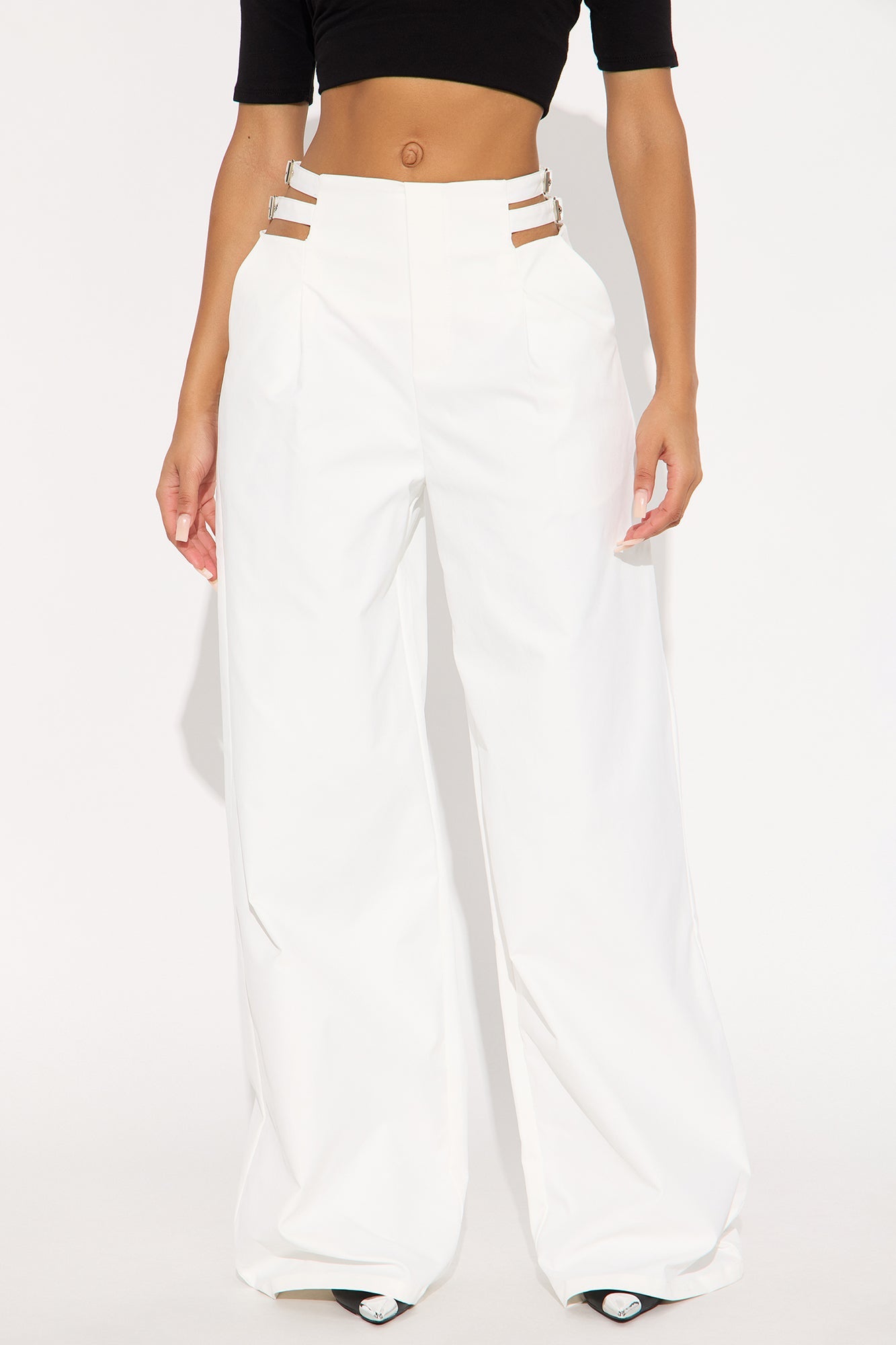 Noemy Wide Leg Cut Out Pant - Off White