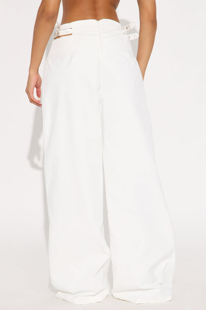 Noemy Wide Leg Cut Out Pant - Off White