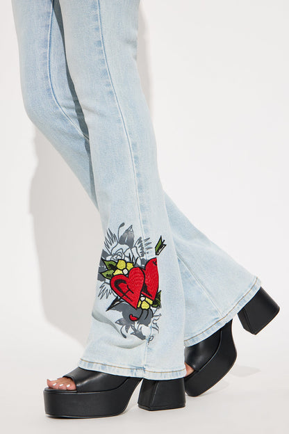 Ed Hardy Hearts Bootcut Jeans - Light Wash