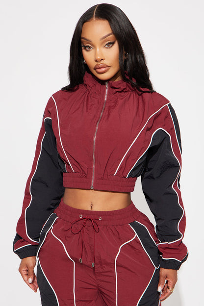 New Era Colorblock Windbreaker Jacket - Burgundy/combo