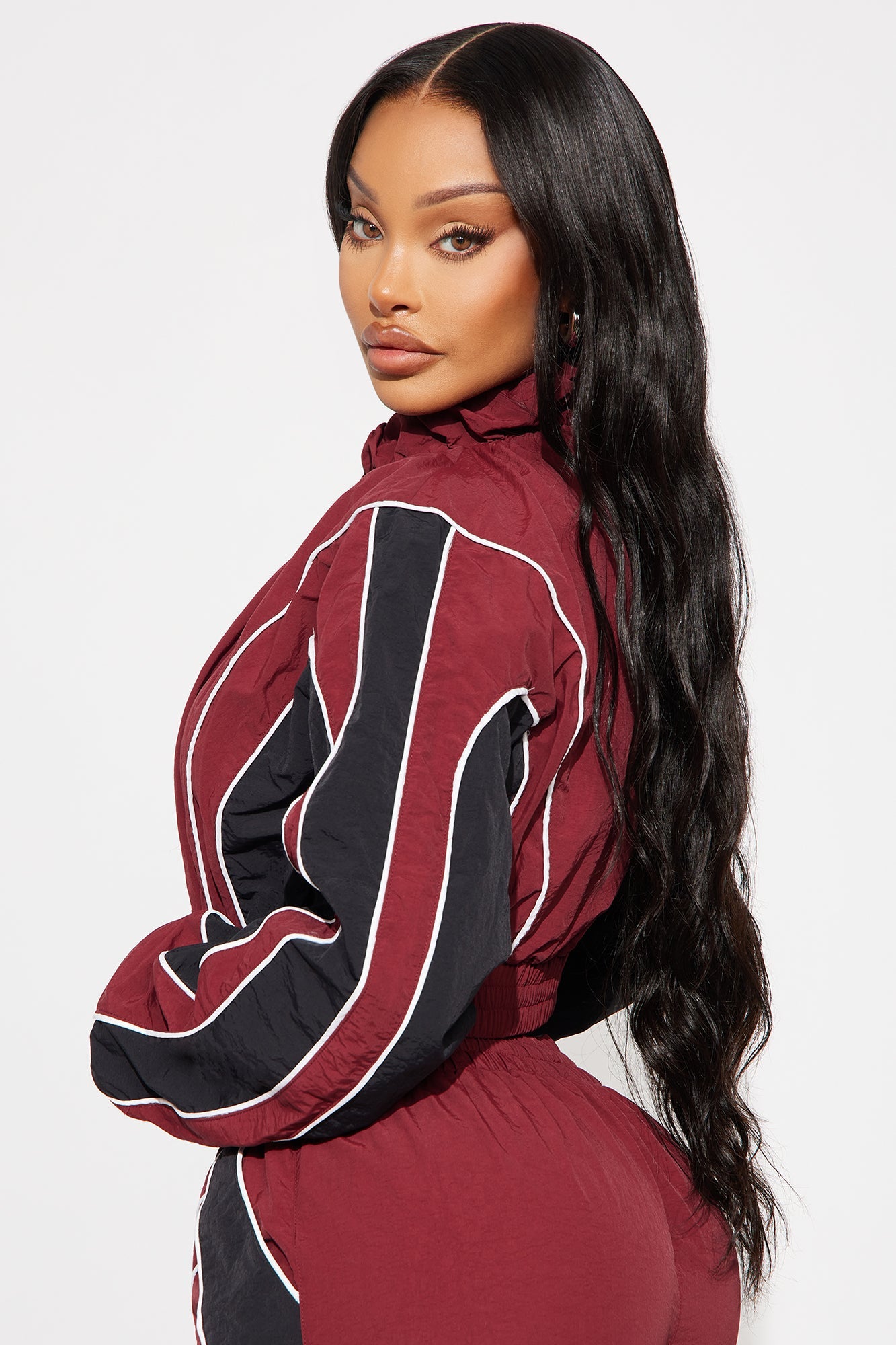 New Era Colorblock Windbreaker Jacket - Burgundy/combo