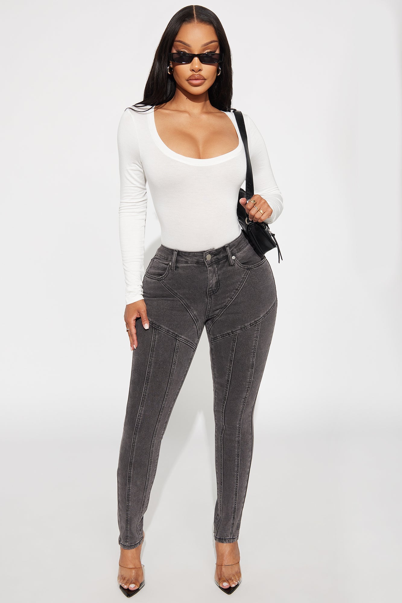 Marlene Scoop Neck Long Sleeve Bodysuit - White