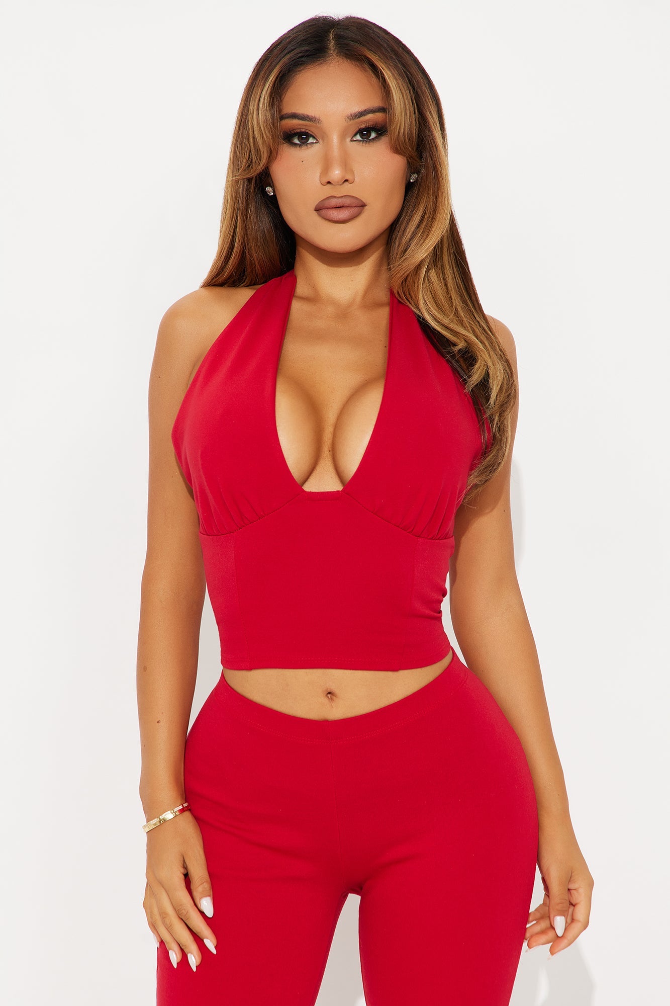 Crush Hour Halter Capri Pant Set - Red