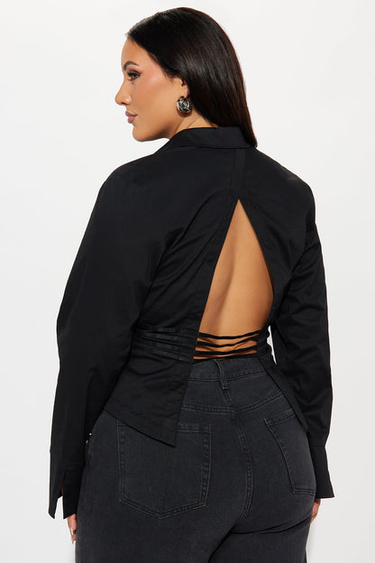 One Of A Kind Poplin Blouse - Black
