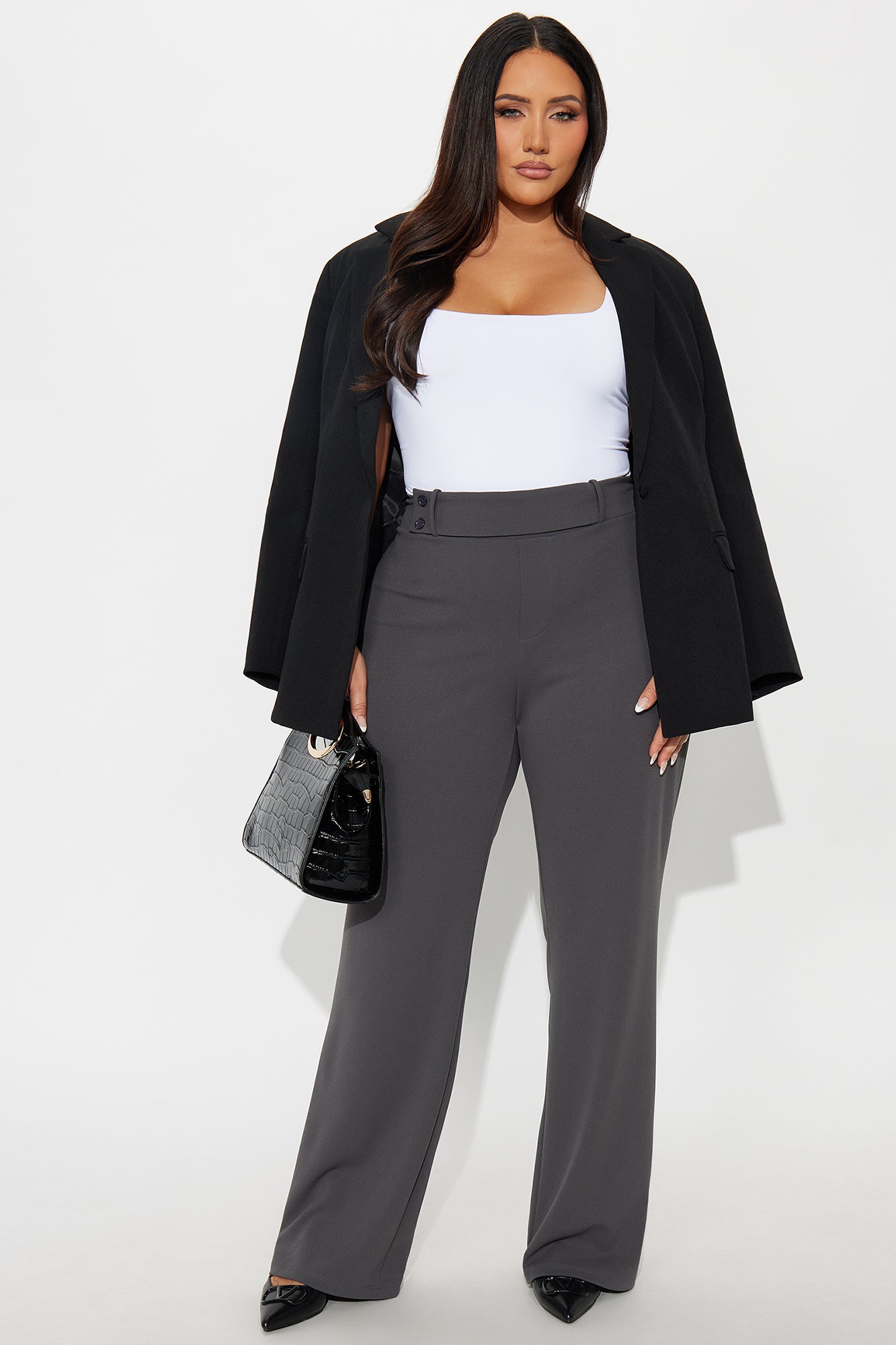 Office Tea Straight Leg Trouser Pant - Charcoal