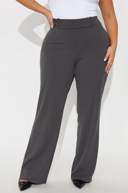 Office Tea Straight Leg Trouser Pant - Charcoal