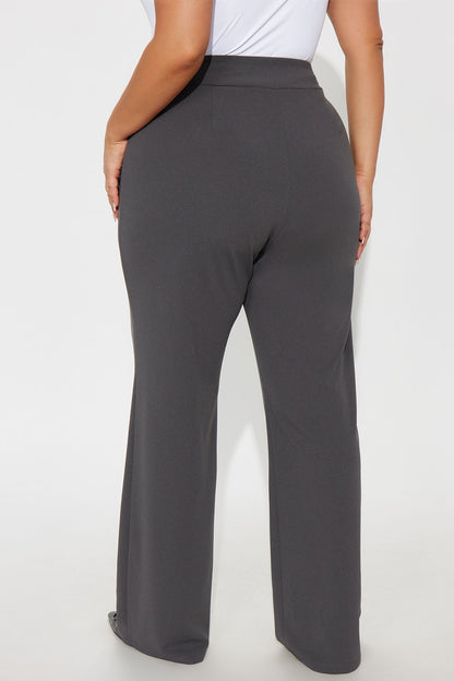 Office Tea Straight Leg Trouser Pant - Charcoal