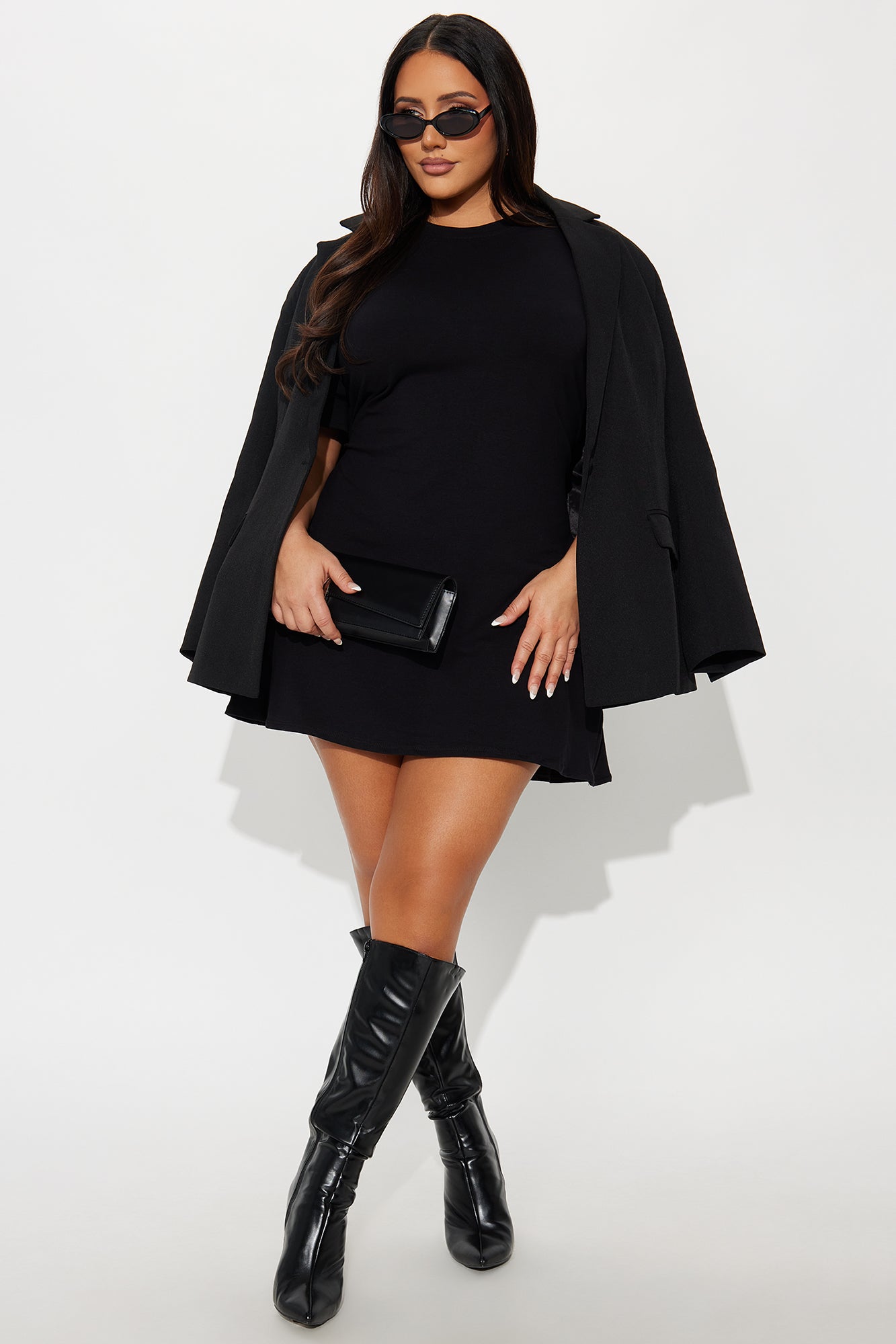 Jaycee Short Sleeve T Shirt Mini Dress - Black