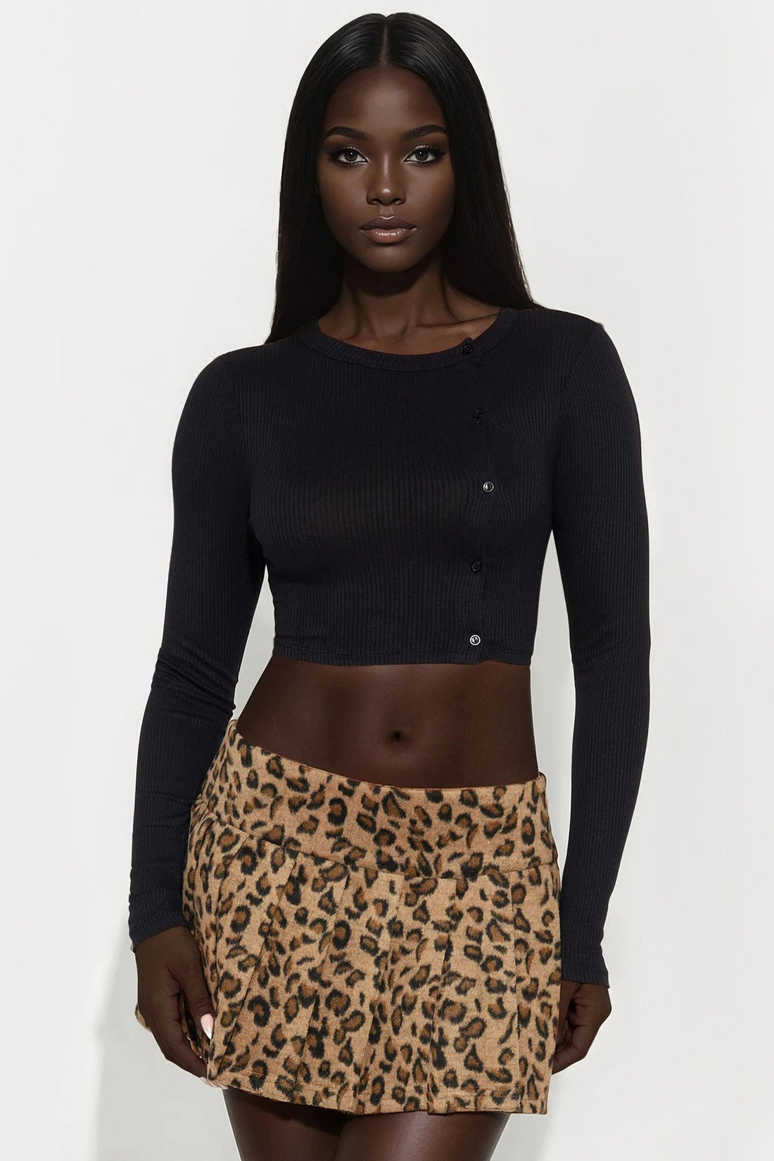 Ayana Leopard Faux Fur Micro Mini Skort - Leopard
