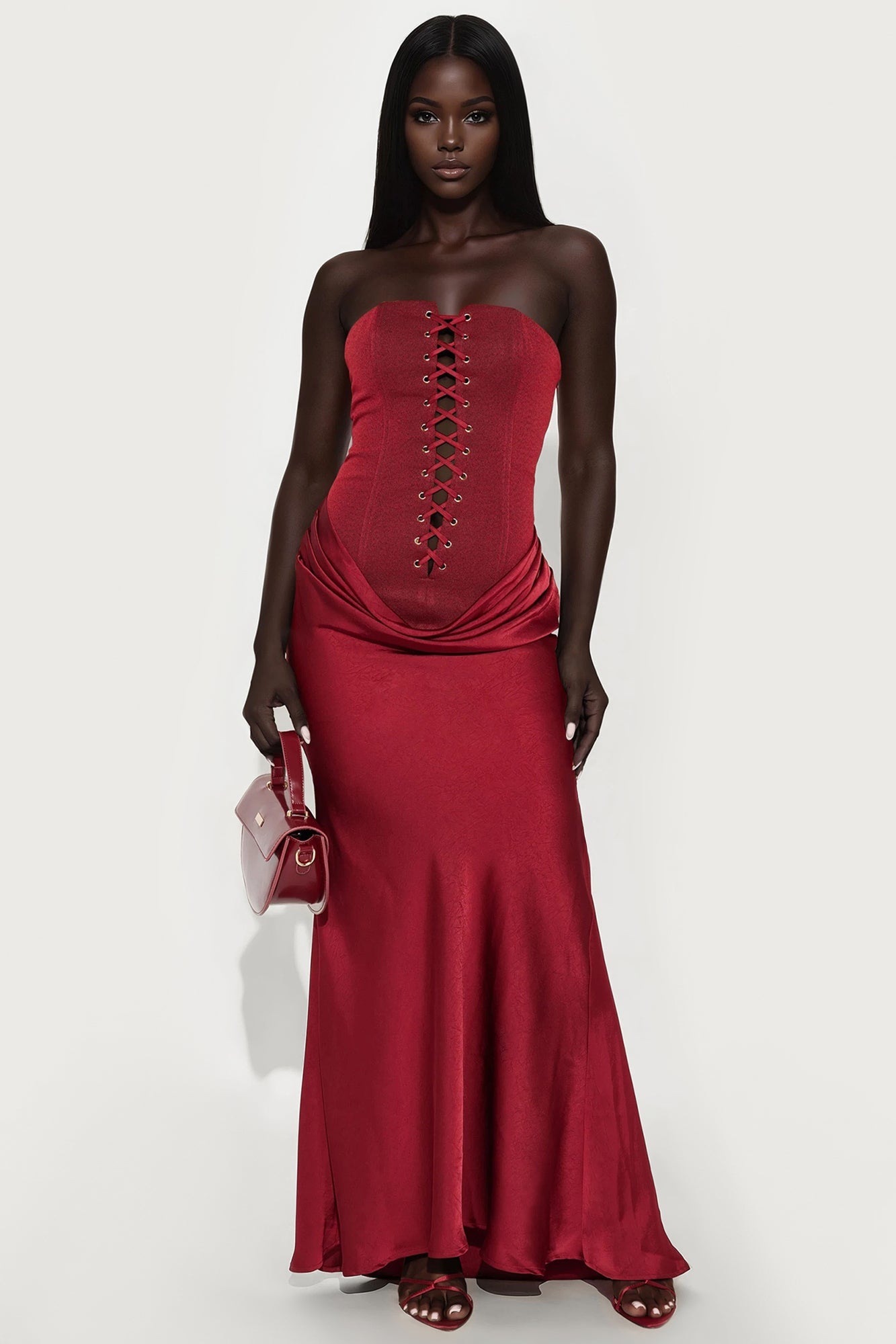 Girl Of Your Dreams Gown - Burgundy/combo
