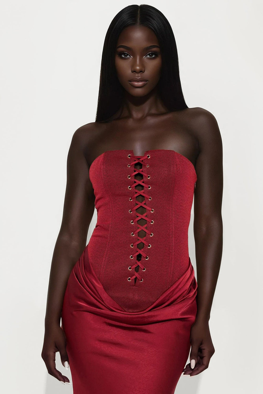 Girl Of Your Dreams Gown - Burgundy/combo