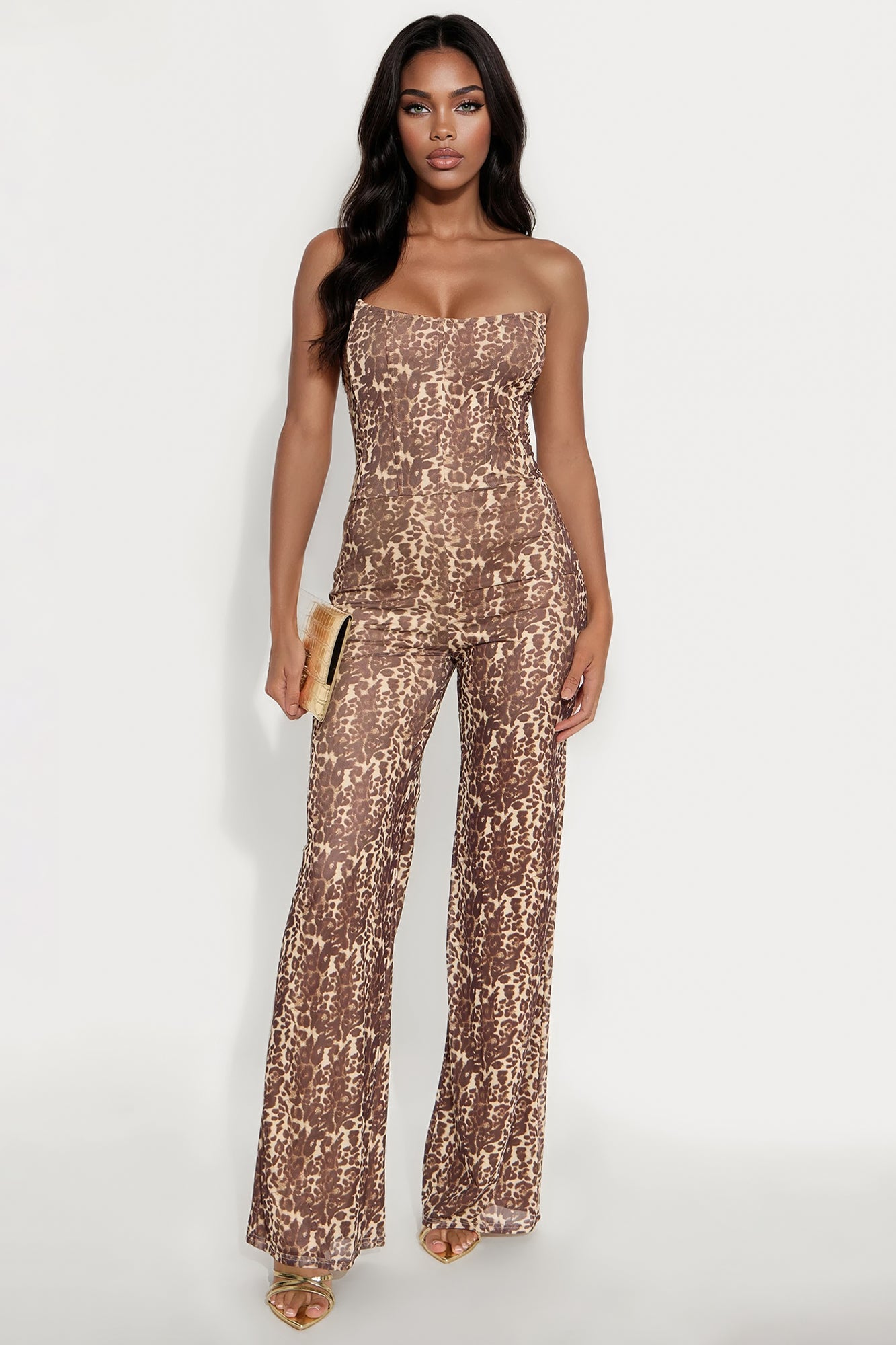 Leveling Up Leopard Print Corset Jumpsuit - Leopard