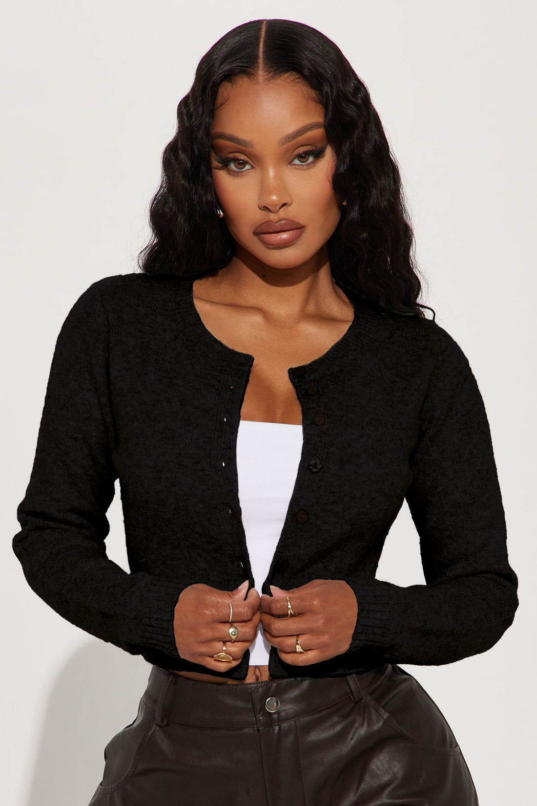 Sweet Sensation Cropped Cardigan - Black