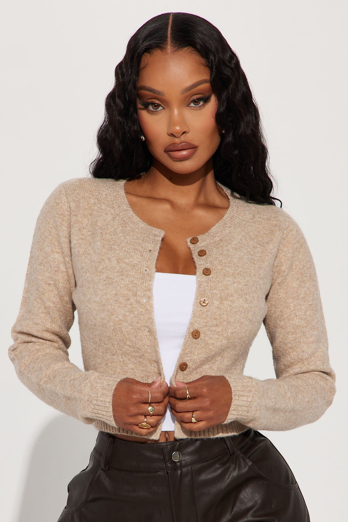 Sweet Sensation Cropped Cardigan - Taupe