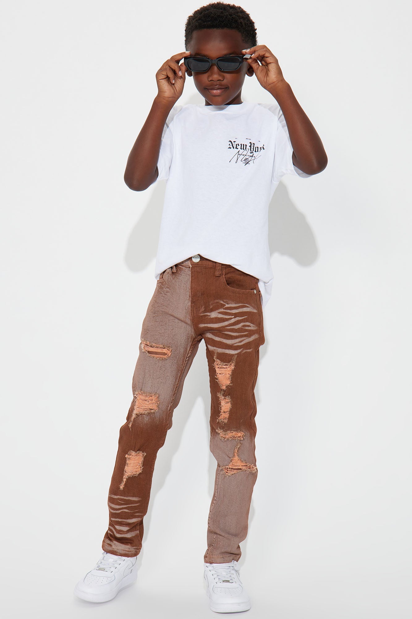 Mini Rough Rider Ombre Denim Jean - Brown