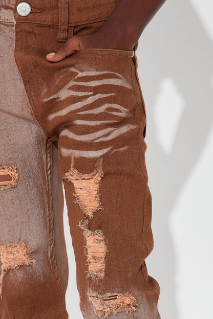 Mini Rough Rider Ombre Denim Jean - Brown